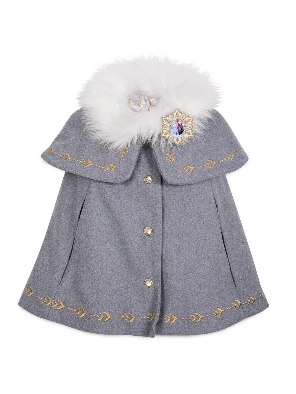 Disney Store 9/10 Frozen Cape for Girls Detachable Caplet Shawl Elsa Anna Pin